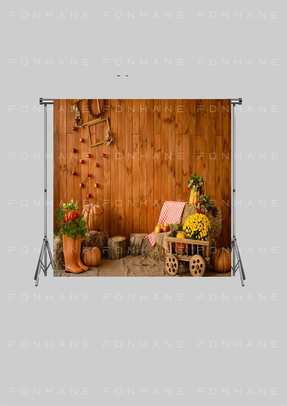 Sonbahar Balkabağı Temalı Zeminsiz Çocuk Kumaş Fotoğraf Fonu( 2X1.5 MT)