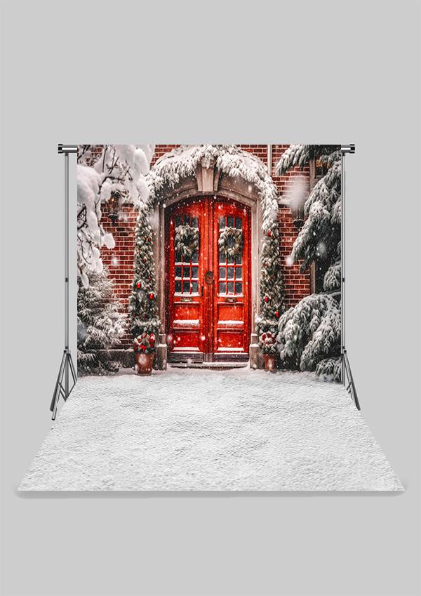Yılbaşı Süslenmiş Kapı Çocuk Kumaş Fotoğraf Fonu( 2X2,5 MT)