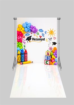 2X4 MT Mezuniyet- Okul - Kütüphane Temalı Üç Boyutlu Kumaş Fotoğraf Fonları 2 - Fabric Photography Backdrop 