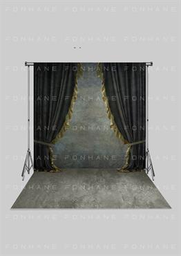 Gri Fineart ve Siyah Perde Zeminli Yetişkin Kumaş Fotoğraf Fonu( 3X5 MT)
