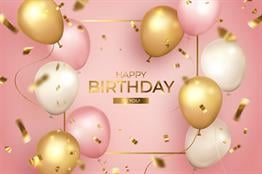 Pembe Zeminli Pembe Ve Gold Balonlar Vinil Baskı Doğum Günü Afişi 
