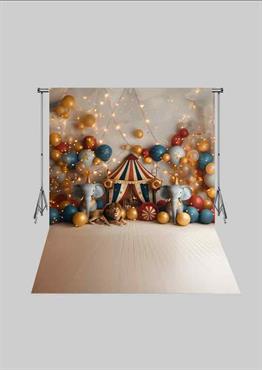 Sirk - Circus 01 Üç Boyutlu Çocuk Kumaş Fotoğraf Fonu - Fabric Photography Backdrop ( 2X2,5 MT)