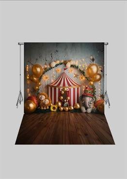 Sirk - Circus 04 Üç Boyutlu Çocuk Kumaş Fotoğraf Fonu - Fabric Photography Backdrop ( 2X2,5 MT)