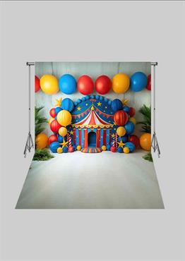 Sirk - Circus 06 Üç Boyutlu Çocuk Kumaş Fotoğraf Fonu - Fabric Photography Backdrop ( 2X2,5 MT)