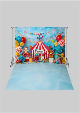 Sirk - Circus 09 Üç Boyutlu Çocuk Kumaş Fotoğraf Fonu - Fabric Photography Backdrop ( 2X2,5 MT)