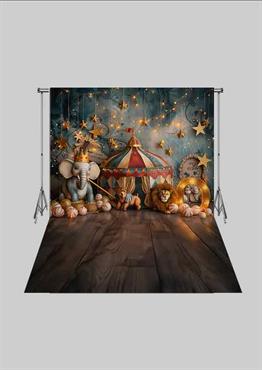 Sirk - Circus 10 Üç Boyutlu Çocuk Kumaş Fotoğraf Fonu - Fabric Photography Backdrop ( 2X2,5 MT)