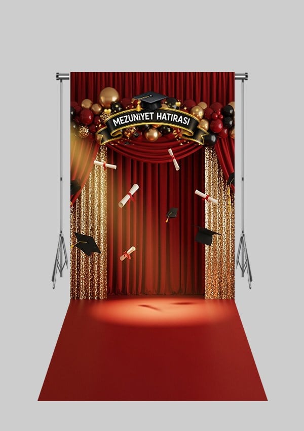 2X4 MT Mezuniyet- Okul - Kütüphane Temalı Üç Boyutlu Kumaş Fotoğraf Fonları 20 - Fabric Photography Backdrop 