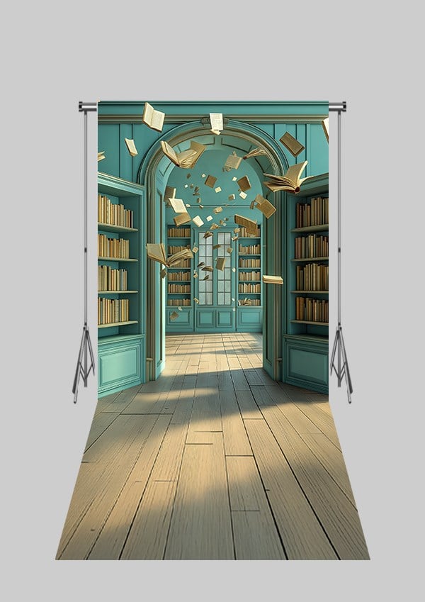 2X4 MT Mezuniyet- Okul - Kütüphane Temalı Üç Boyutlu Kumaş Fotoğraf Fonları 15 - Fabric Photography Backdrop 