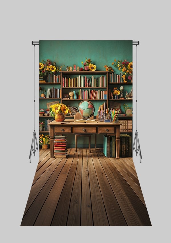 2X4 MT Mezuniyet- Okul - Kütüphane Temalı Üç Boyutlu Kumaş Fotoğraf Fonları 8 - Fabric Photography Backdrop 