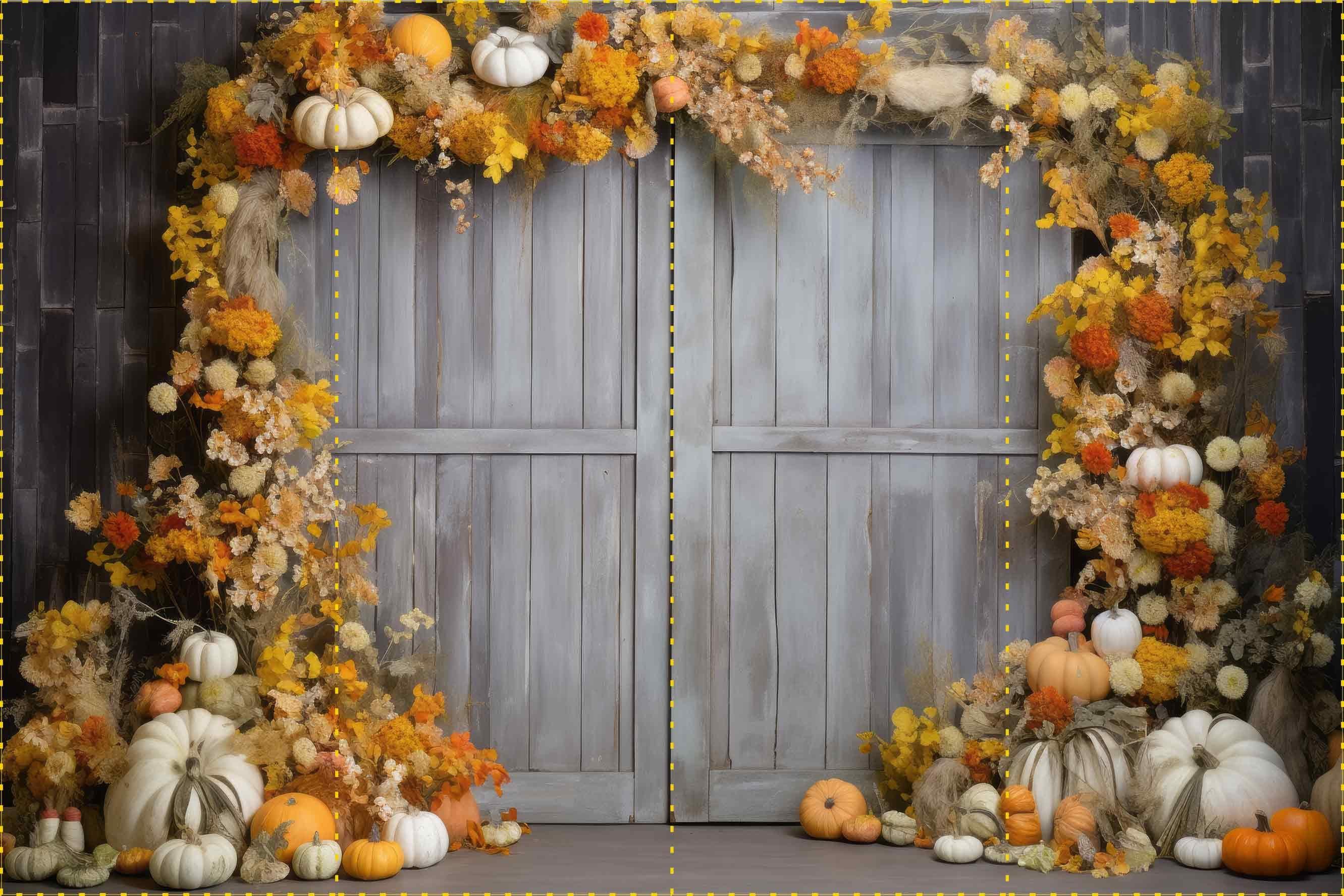 Ahır kapı önü asma kabaklar   - Organizasyon ve Fotoğraf Fonu  - Katlanır Kırışmaz Kumaş - Üç Boyutlu Fotoğraf Fonu - Fabric Backdrop