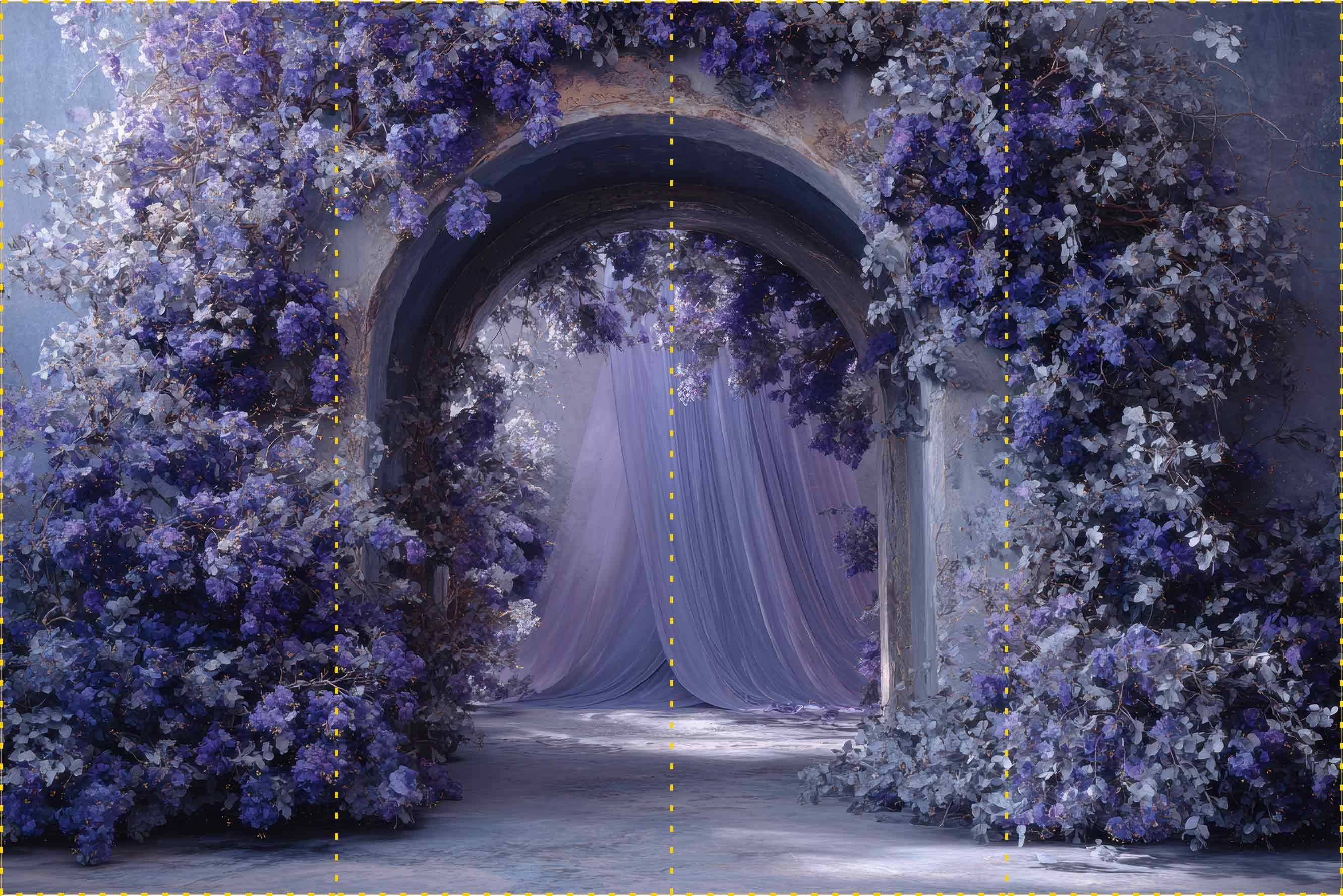 Beyaz ve Mavi çiçekli Kapı  - Organizasyon ve Fotoğraf Fonu  - Katlanır Kırışmaz Kumaş - Üç Boyutlu Fotoğraf Fonu - Fabric Backdrop