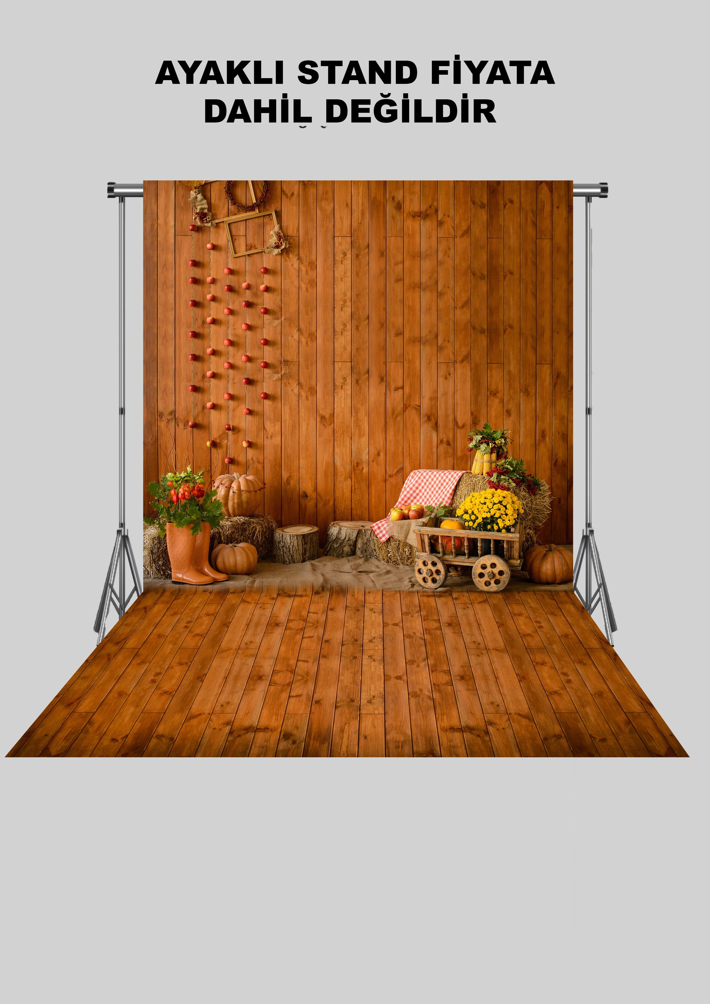Çiftlik Önü Balkabakları Farm Zeminli Yetişkin Kumaş Fotoğraf Fonu( 3X5 MT)