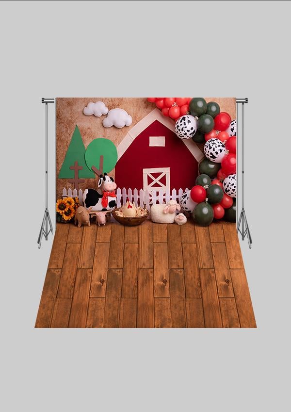 Çiftlik Temalı - Çiftlik Hayvanları Çocuk Kumaş Fotoğraf Fonu( 2X2,5 MT)