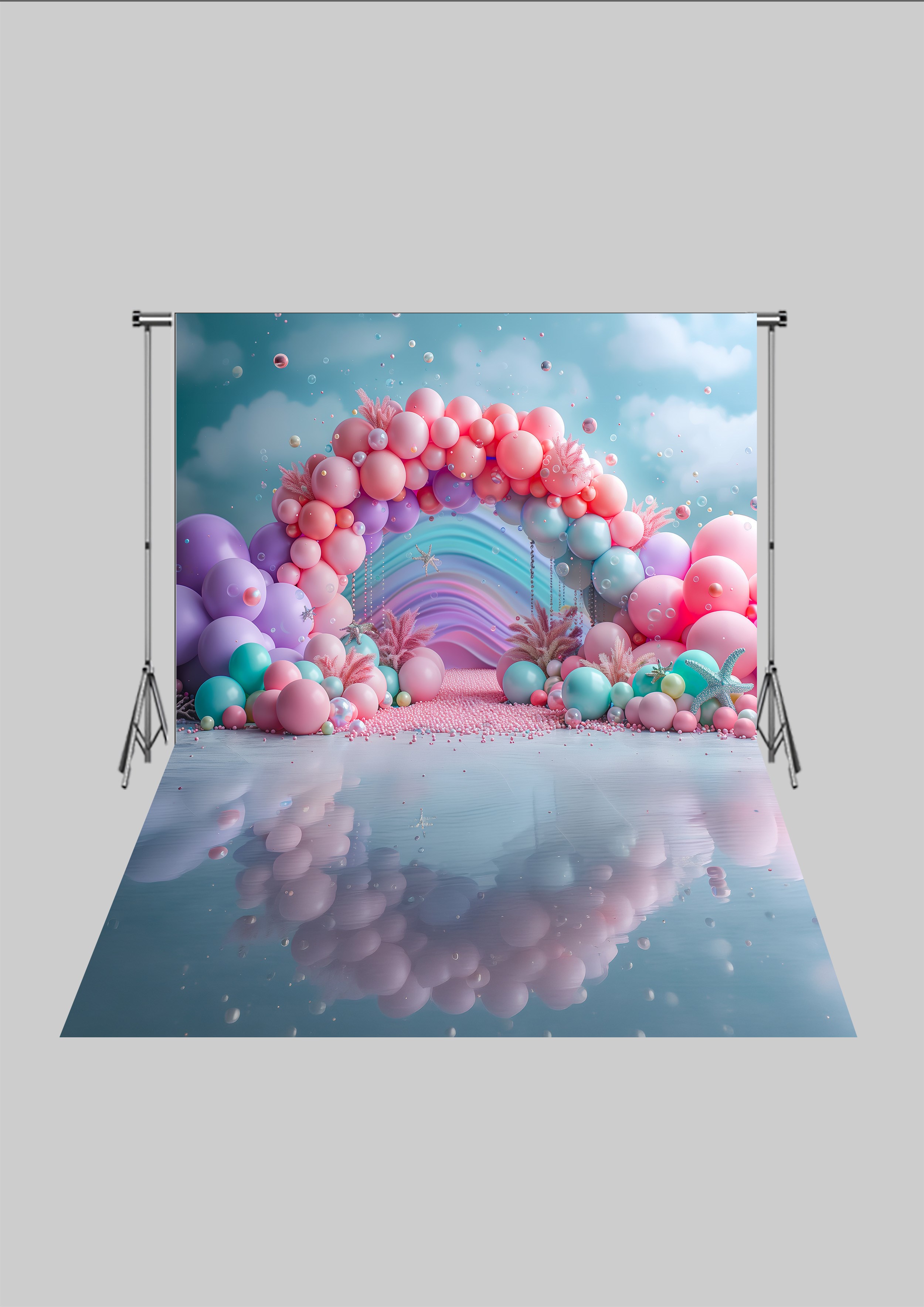 Doğa Temalı - İnci Taneleri - Üç Boyutlu Çocuk Kumaş Fotoğraf Fonu - Fabric Photography Backdrop ( 2X2,5 MT)