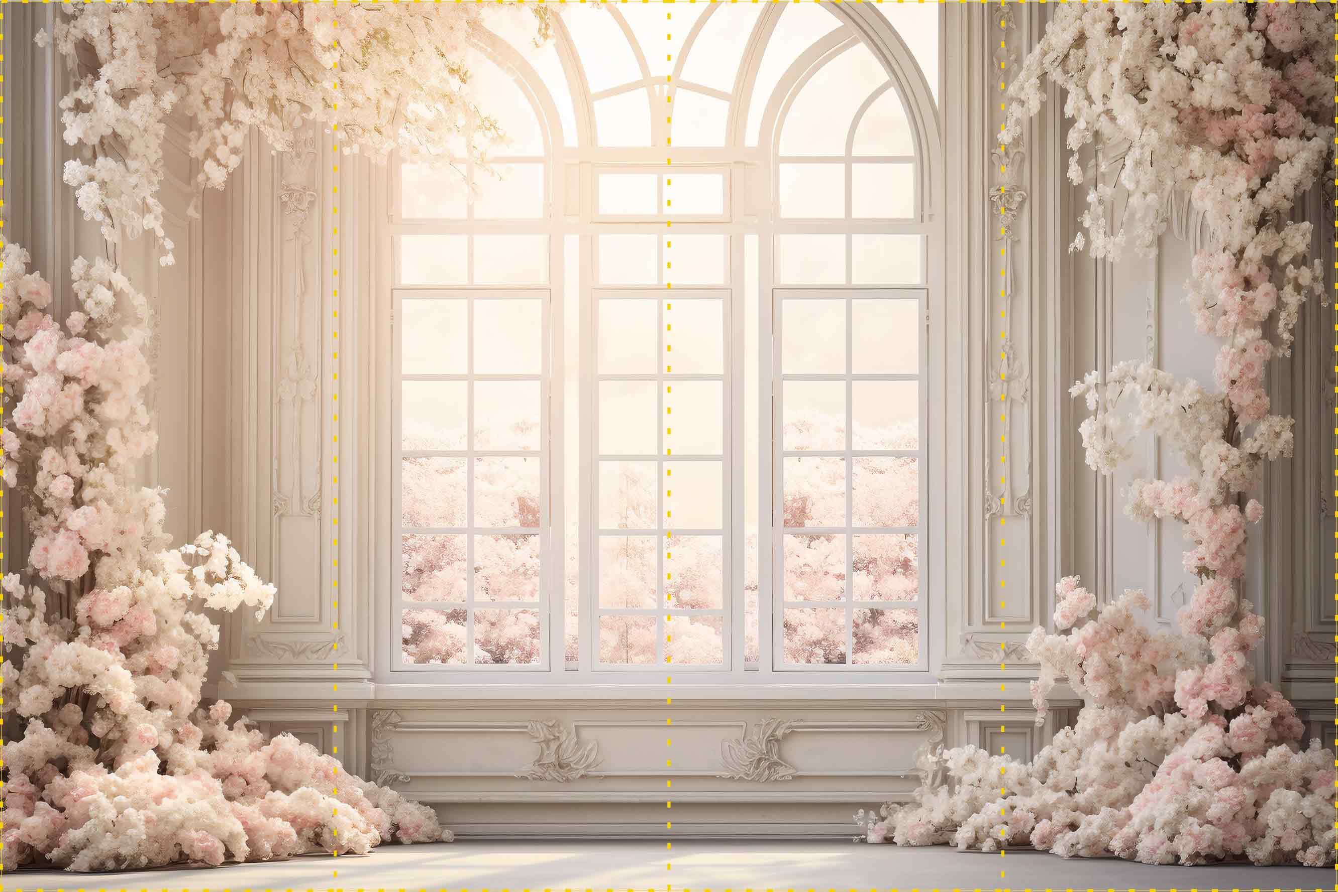 İlkbahar ve Pembe Sakuralar ve Cam  - Organizasyon ve Fotoğraf Fonu  - Katlanır Kırışmaz Kumaş - Üç Boyutlu Fotoğraf Fonu - Fabric Backdrop