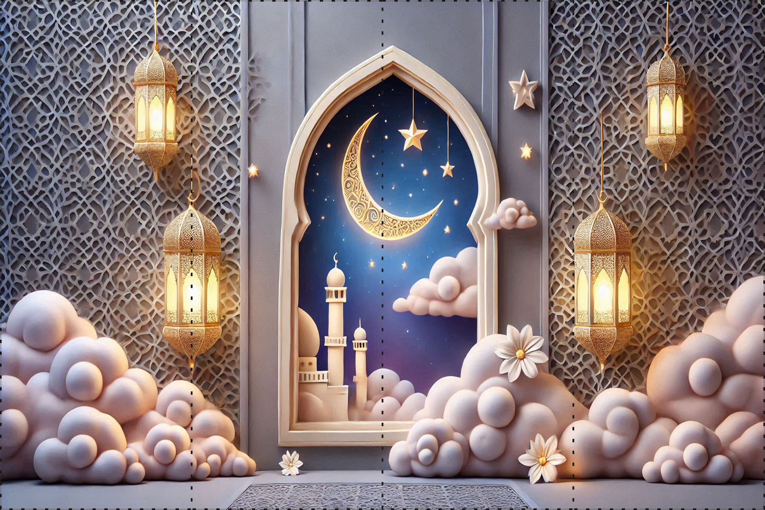 İslami Saray Motifleri 2 - Organizasyon ve Fotoğraf Fonu  - Katlanır Kırışmaz Kumaş - Üç Boyutlu Fotoğraf Fonu - Fabric Backdrop