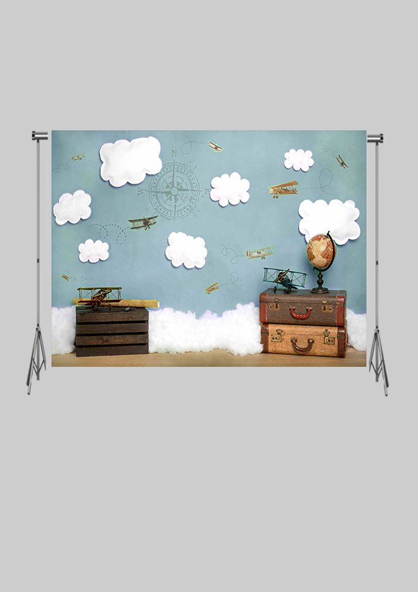 KATLANIR KIRIŞMAZ KUMAŞ - 2 EN 1.5 MT BOY - Uçaklar ve Travel Pilot  - FABRIC BACKDROP - Stüdyo Fonu
