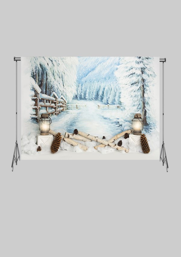 KATLANIR KIRIŞMAZ KUMAŞ - 2 EN 1.5 MT BOY -Kış Ormanı Noel ve Soğuk - FABRIC BACKDROP - Stüdyo Fonu
