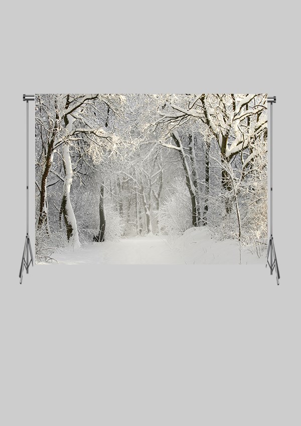KATLANIR KIRIŞMAZ KUMAŞ - 2 EN 1.5 MT BOY - Kış Ormanı  -  FABRIC BACKDROP - Stüdyo Fonu