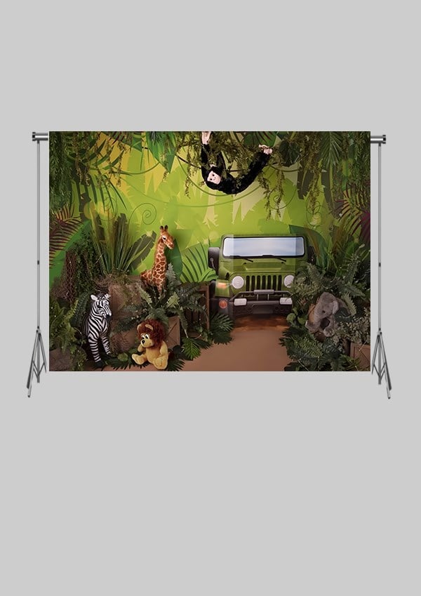 KATLANIR KIRIŞMAZ KUMAŞ - 2 EN 1.5 MT BOY - Jungle Trip ve Safari  -  FABRIC BACKDROP - Stüdyo Fonu