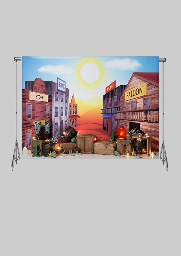 KATLANIR KIRIŞMAZ KUMAŞ - 2 EN 1.5 MT BOY - Western Kasaba ve Kovboylar   - FABRIC BACKDROP - Stüdyo Fonu