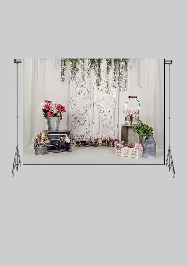 KATLANIR KIRIŞMAZ KUMAŞ - 2 EN 1.5 MT BOY - Beyaz Kapıönü Süslemeler ve Çiçekler  - FABRIC BACKDROP - Stüdyo Fonu