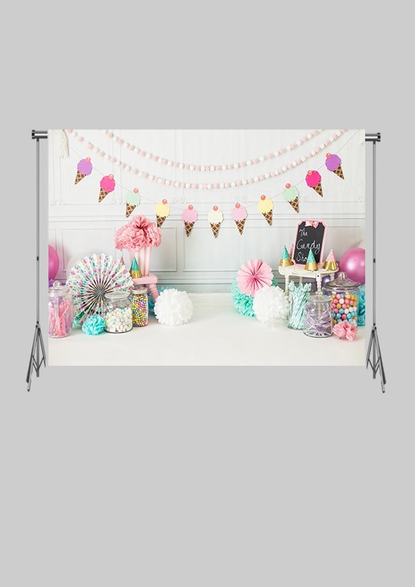 KATLANIR KIRIŞMAZ KUMAŞ - 2 EN 1.5 MT BOY - Özel Gün Kutlaması Dondurma ve Şekerlemeler - FABRIC BACKDROP - Stüdyo Fonu
