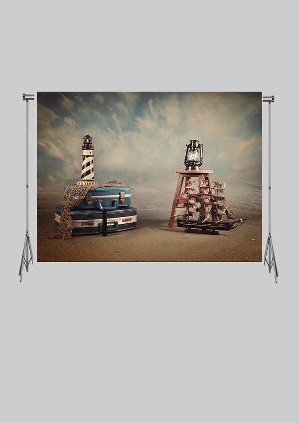 KATLANIR KIRIŞMAZ KUMAŞ - 2 EN 1.5 MT BOY - Nostaljik Deniz Feneri ve Kumsal Travel - FABRIC BACKDROP - Stüdyo Fonu