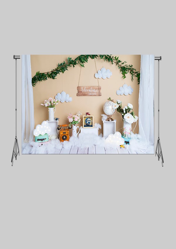 KATLANIR KIRIŞMAZ KUMAŞ - 2 EN 1.5 MT BOY - Bulutlar Üstünde Şehir - FABRIC BACKDROP - Stüdyo Fonu