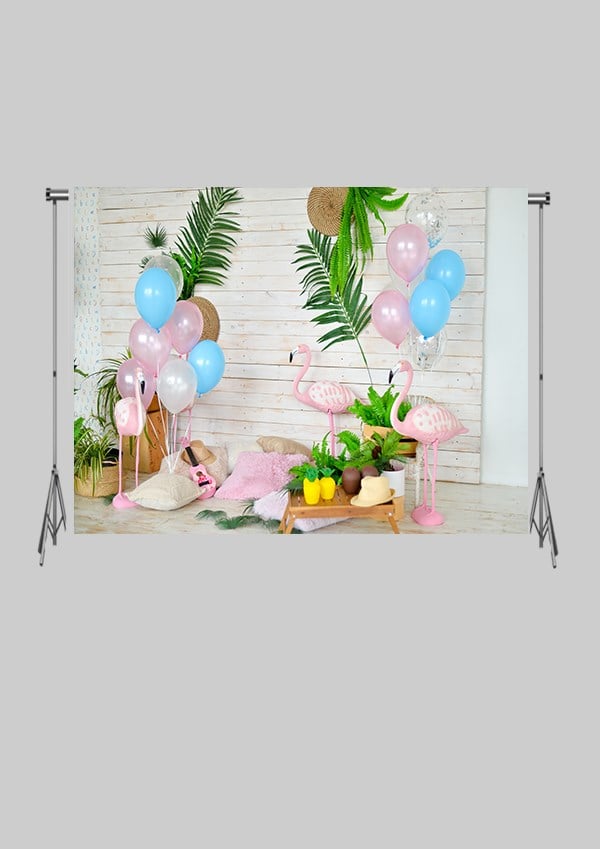 KATLANIR KIRIŞMAZ KUMAŞ - 2 EN 1.5 MT BOY - Flamingolar - FABRIC BACKDROP - Stüdyo Fonu