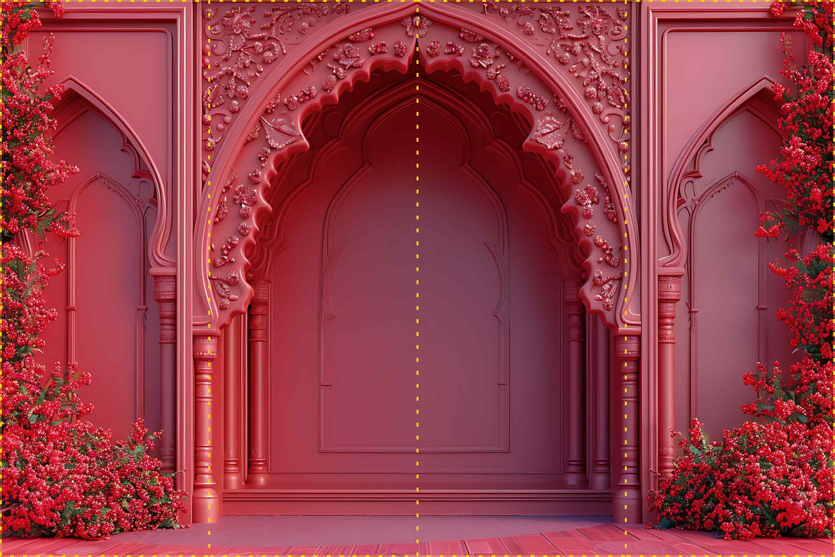 Kırmızı Osmanlı Duvarı - Organizasyon ve Fotoğraf Fonu  - Katlanır Kırışmaz Kumaş - Üç Boyutlu Fotoğraf Fonu - Fabric Backdrop