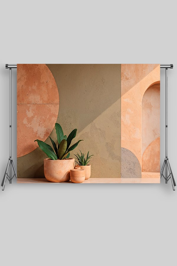 Modern Sarı Duvar ve Süs Bitkisi Yetişkin Kumaş Fotoğraf Fonu ( 3X2,5 MT)
