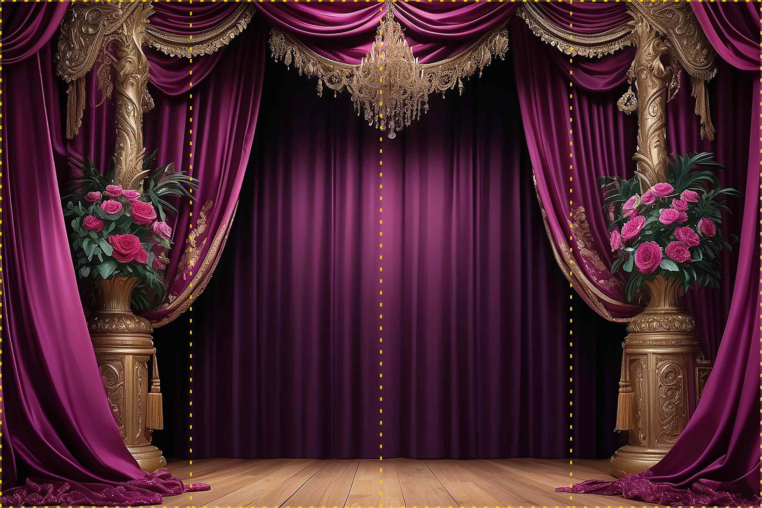 Mor Perdeler ve Çiçekler  - Organizasyon ve Fotoğraf Fonu  - Katlanır Kırışmaz Kumaş - Üç Boyutlu Fotoğraf Fonu - Fabric Backdrop