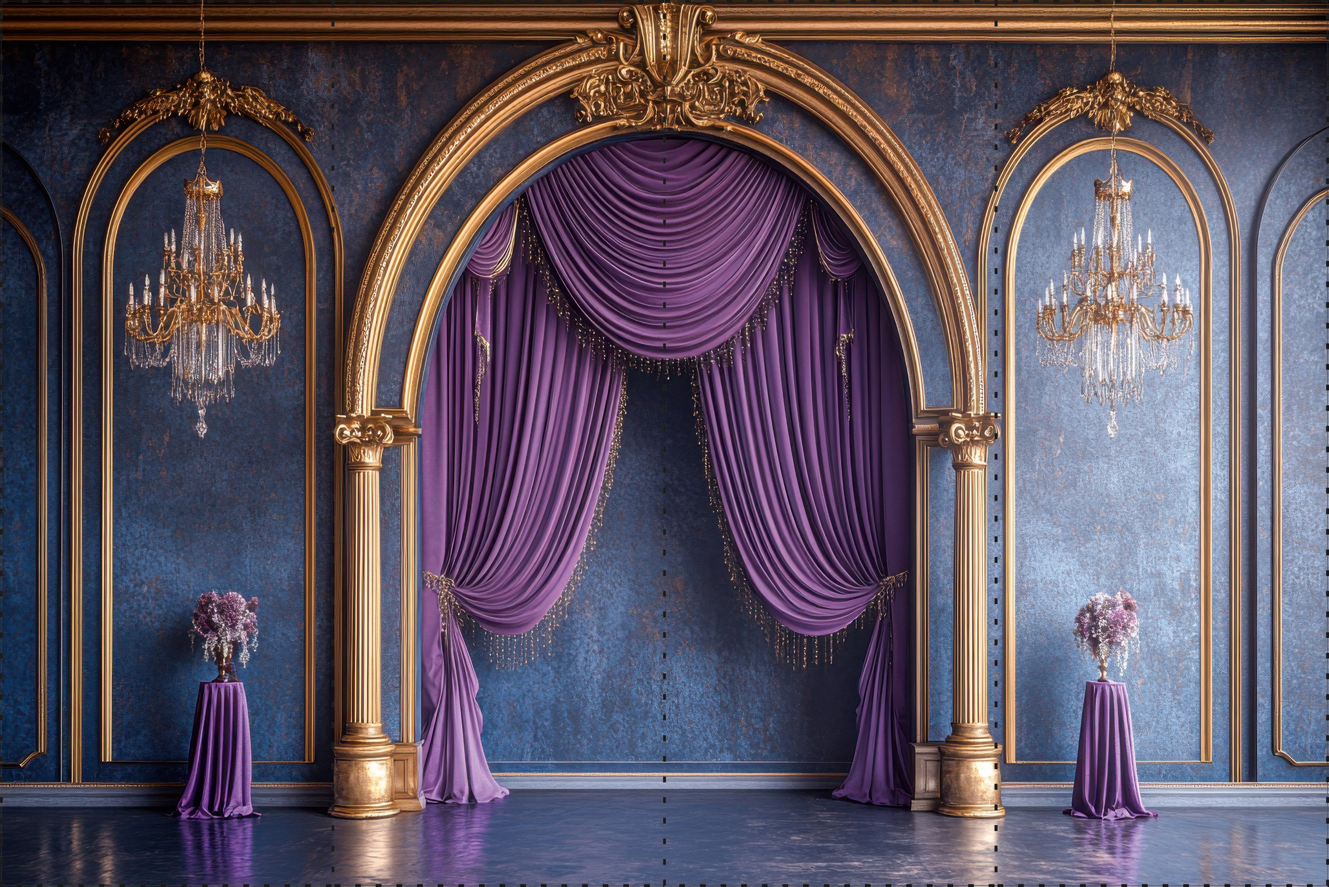 Mor Saray Duvarı ve Perdeler  2 - Organizasyon ve Fotoğraf Fonu  - Katlanır Kırışmaz Kumaş - Üç Boyutlu Fotoğraf Fonu - Fabric Backdrop