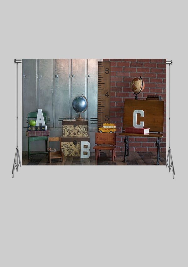 Okul Tahtası ABC  Zeminsiz Çocuk Kumaş Fotoğraf Fonu( 2X1.5 MT)