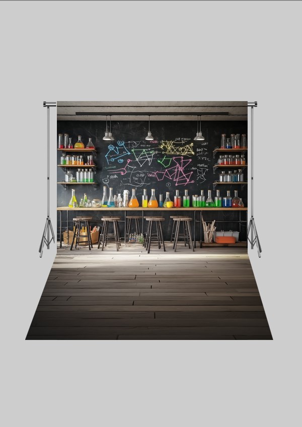 Okul ve Sınıf Temalı 37 - Dünya ve Kitaplık  - Üç Boyutlu Çocuk Kumaş Fotoğraf Fonu - Fabric Photography Backdrop ( 2X2,5 MT)