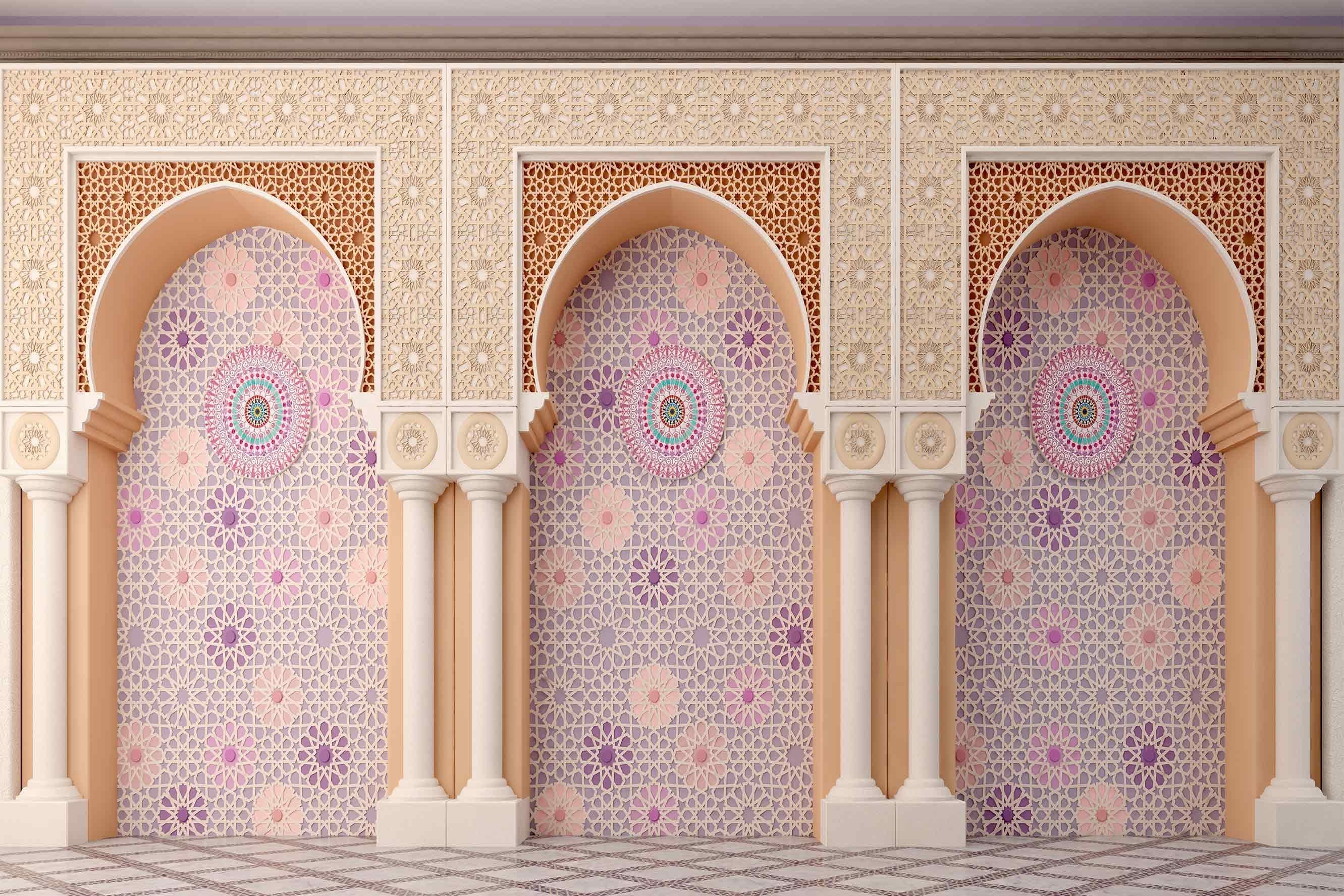 Osmanlı Motif ve Sütunlar - Organizasyon ve Fotoğraf Fonu  - Katlanır Kırışmaz Kumaş - Üç Boyutlu Fotoğraf Fonu - Fabric Backdrop
