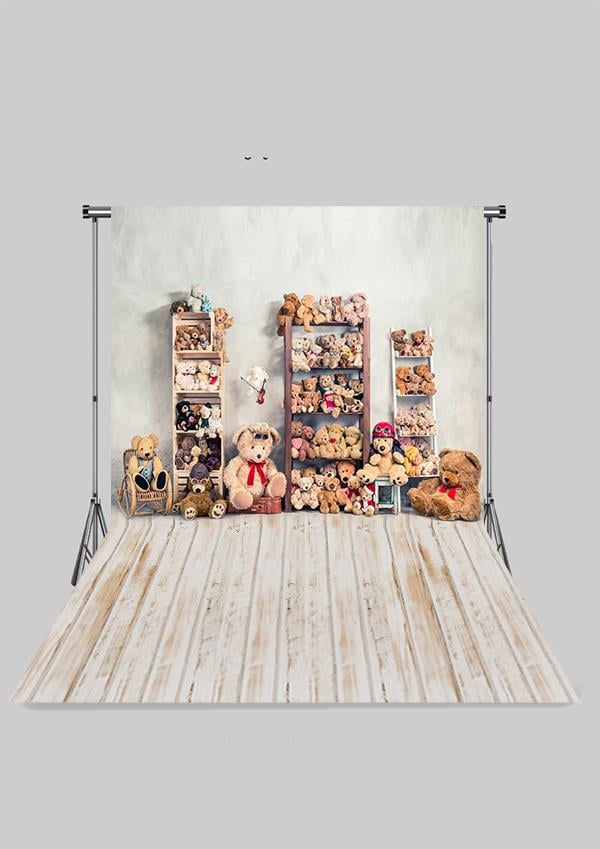 Oyuncak Ayıcıklar Zeminli Çocuk Kumaş Fotoğraf Fonu( 2X2,5 MT)