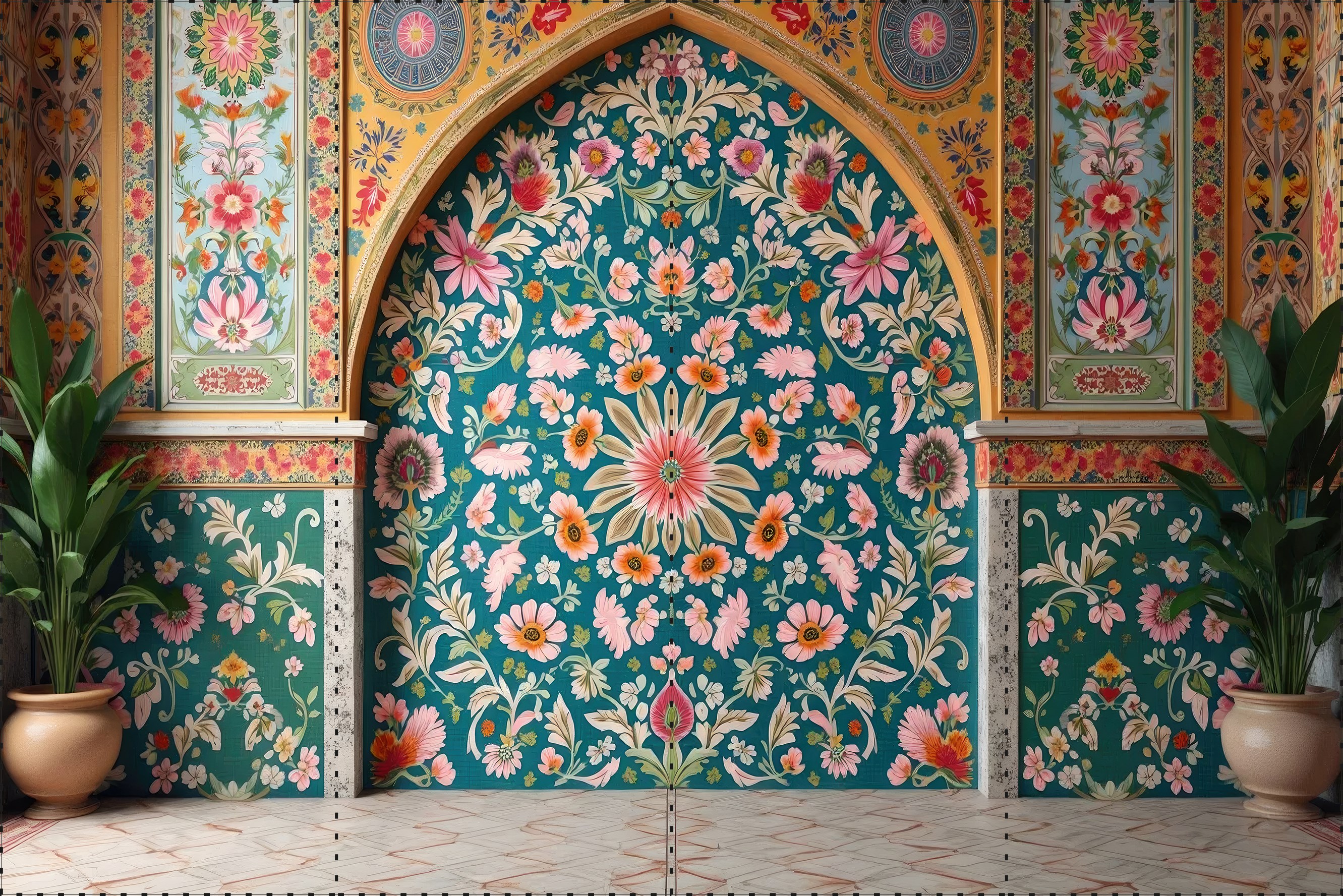 Saray Duvarı ve Motifler - Organizasyon ve Fotoğraf Fonu  - Katlanır Kırışmaz Kumaş - Üç Boyutlu Fotoğraf Fonu - Fabric Backdrop