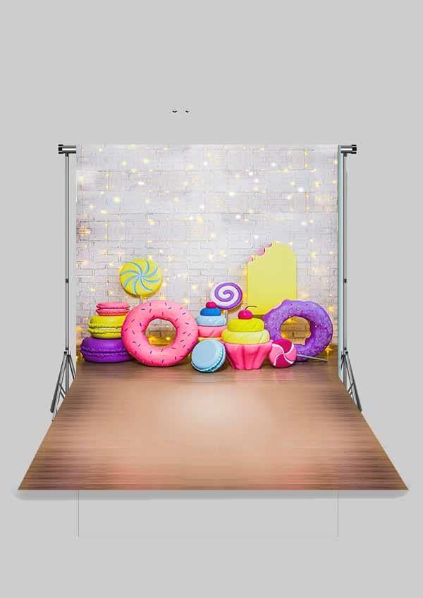 Şekerleme Pasta ve Donutlar Çocuk Kumaş Fotoğraf Fonu( 2X2,5 MT)