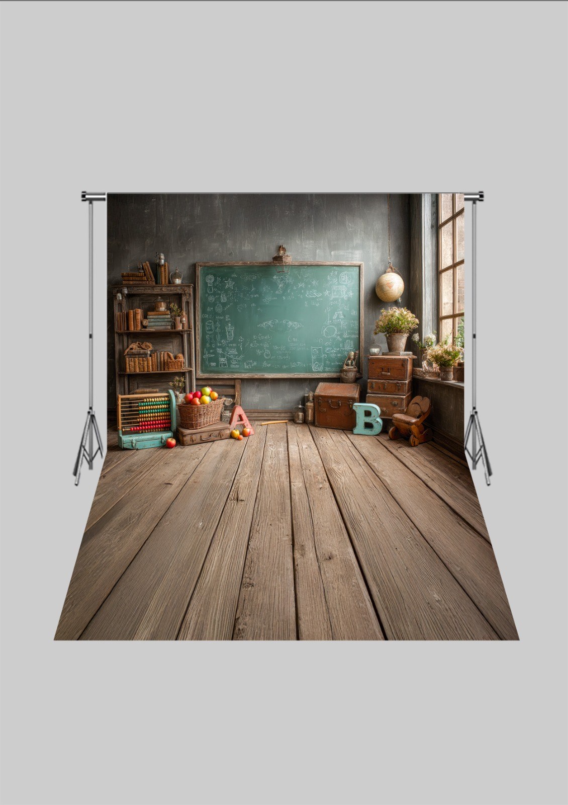 Sınıf  - Üç Boyutlu Çocuk Kumaş Fotoğraf Fonu - Fabric Photography Backdrop ( 2X2,5 MT)
