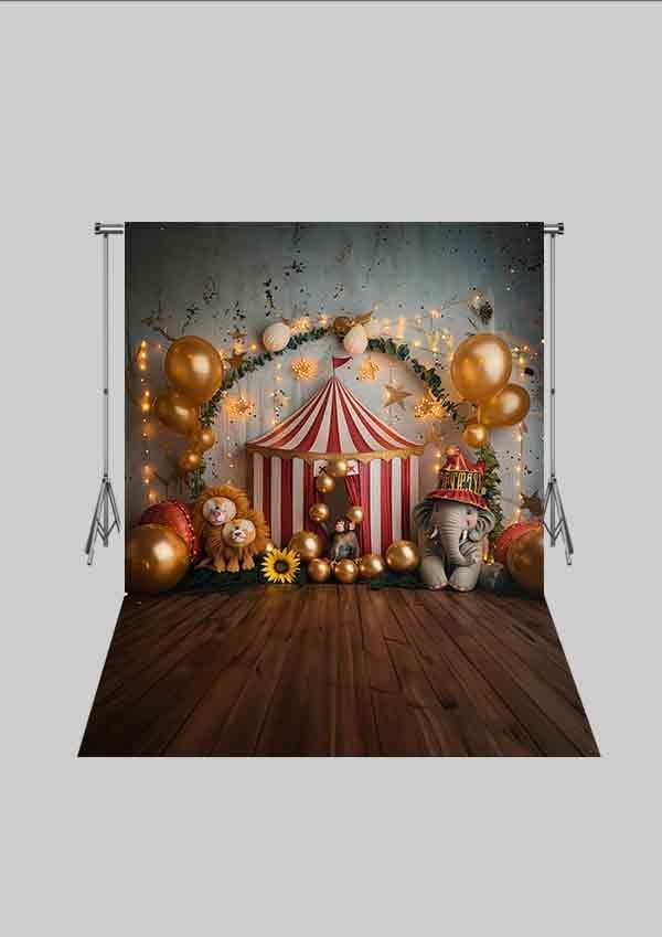 Sirk - Circus 04 Üç Boyutlu Çocuk Kumaş Fotoğraf Fonu - Fabric Photography Backdrop ( 2X2,5 MT)