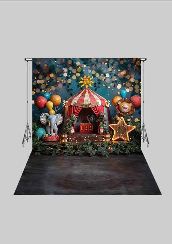 Sirk - Circus 07 Üç Boyutlu Çocuk Kumaş Fotoğraf Fonu - Fabric Photography Backdrop ( 2X2,5 MT)