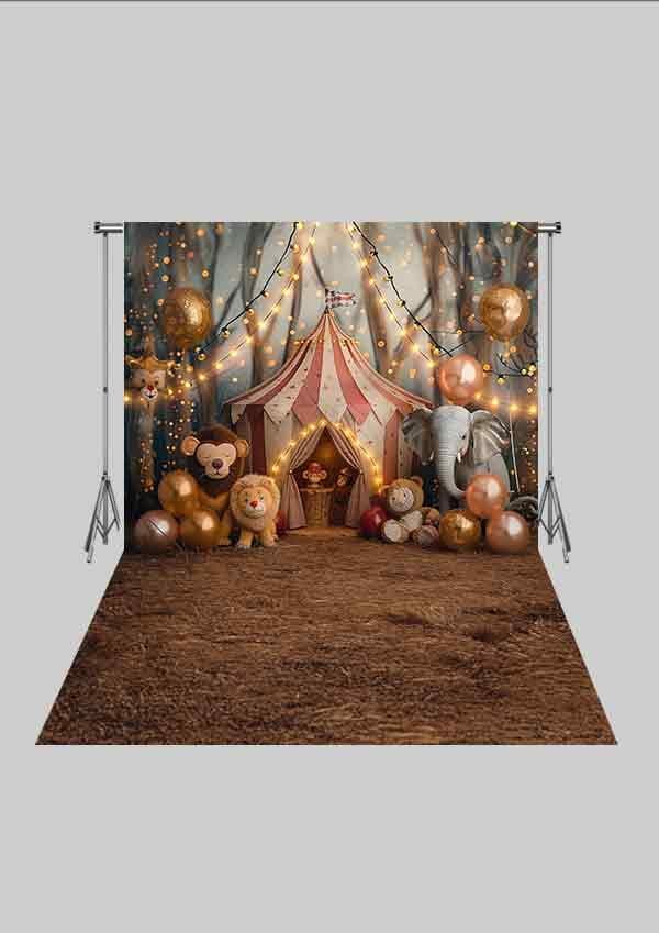 Sirk - Circus 08 Üç Boyutlu Çocuk Kumaş Fotoğraf Fonu - Fabric Photography Backdrop ( 2X2,5 MT)