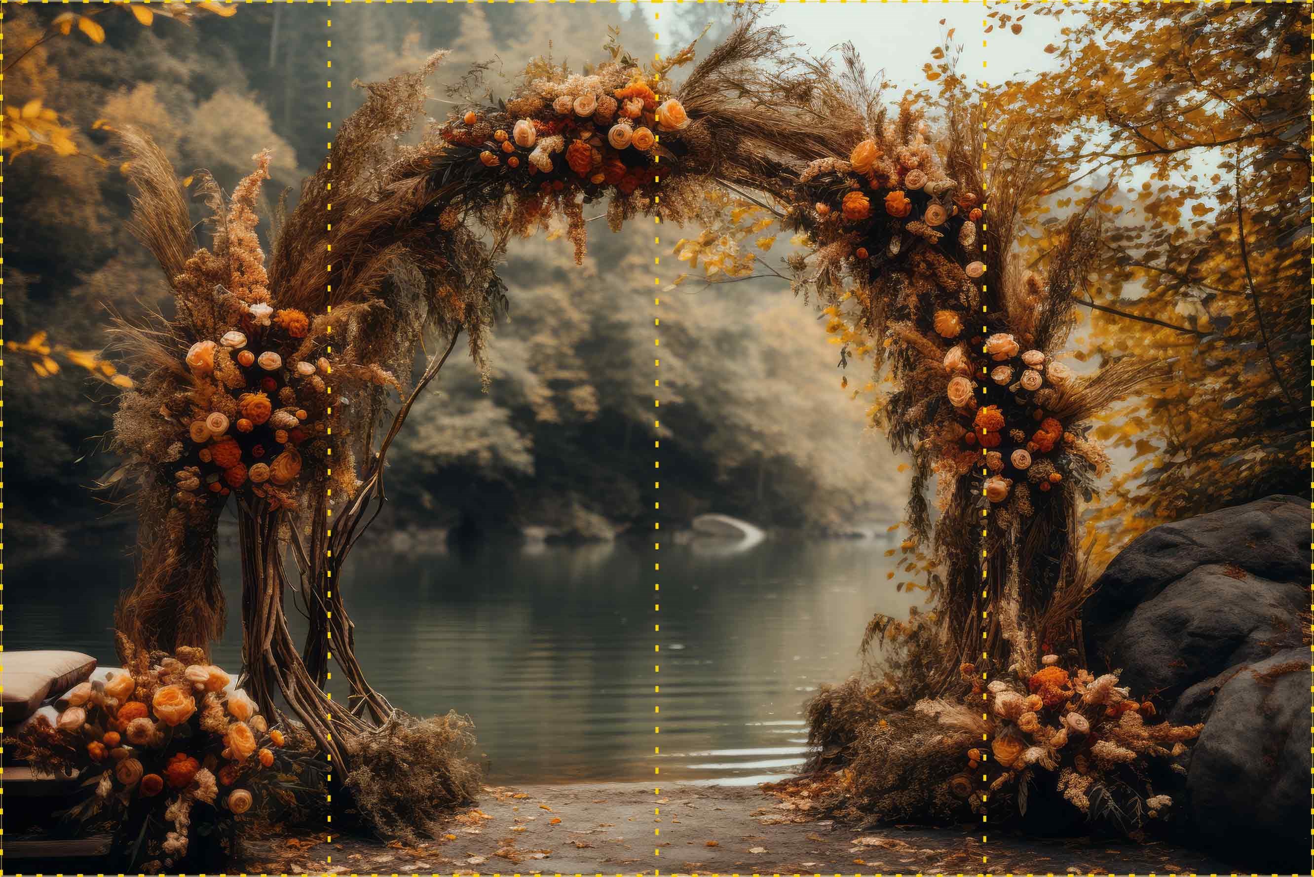 Sonbahar Bahçesi 2 - Organizasyon ve Fotoğraf Fonu  - Katlanır Kırışmaz Kumaş - Üç Boyutlu Fotoğraf Fonu - Fabric Backdrop