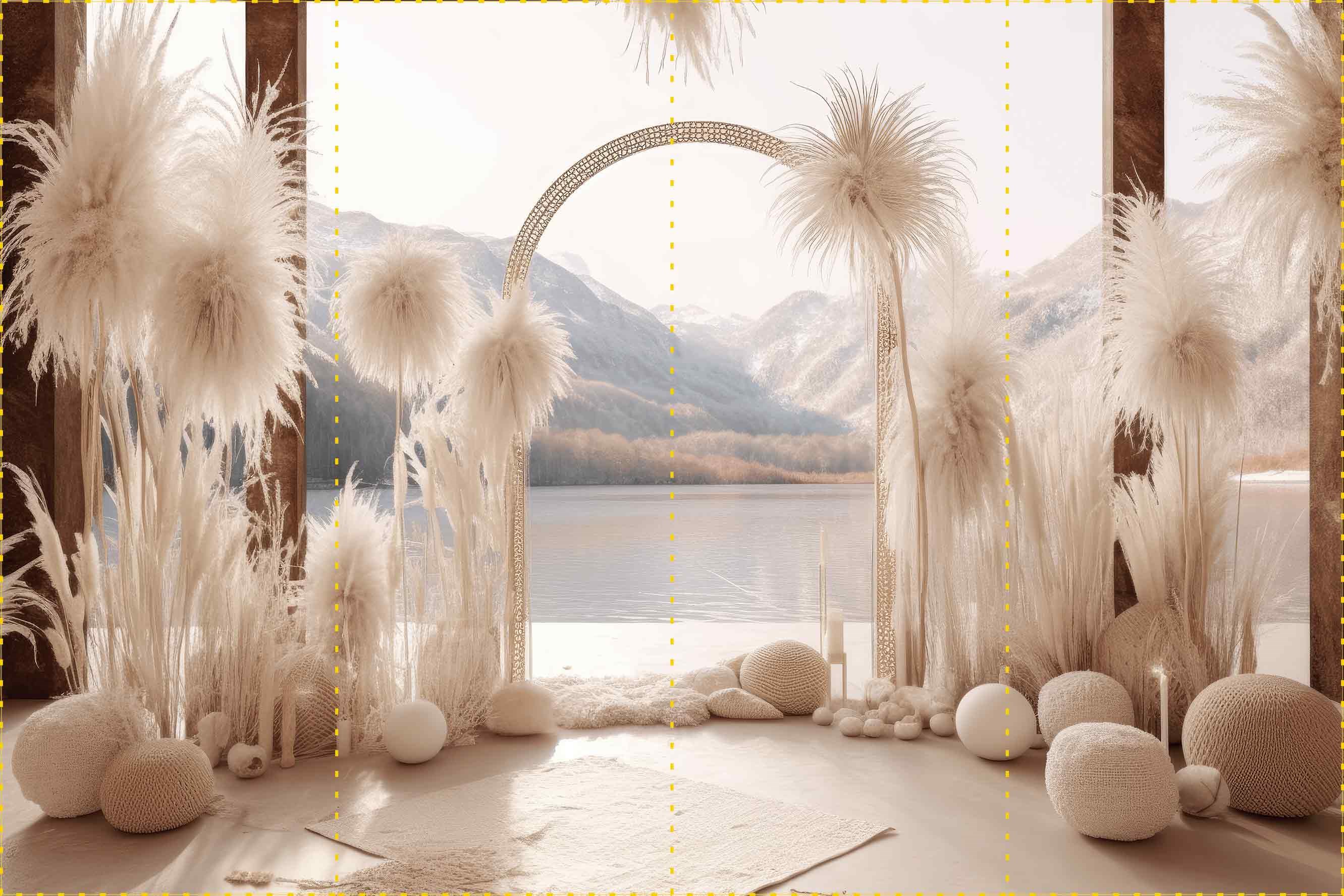 Sonbahar Göl Kenarı  - Organizasyon ve Fotoğraf Fonu  - Katlanır Kırışmaz Kumaş - Üç Boyutlu Fotoğraf Fonu - Fabric Backdrop
