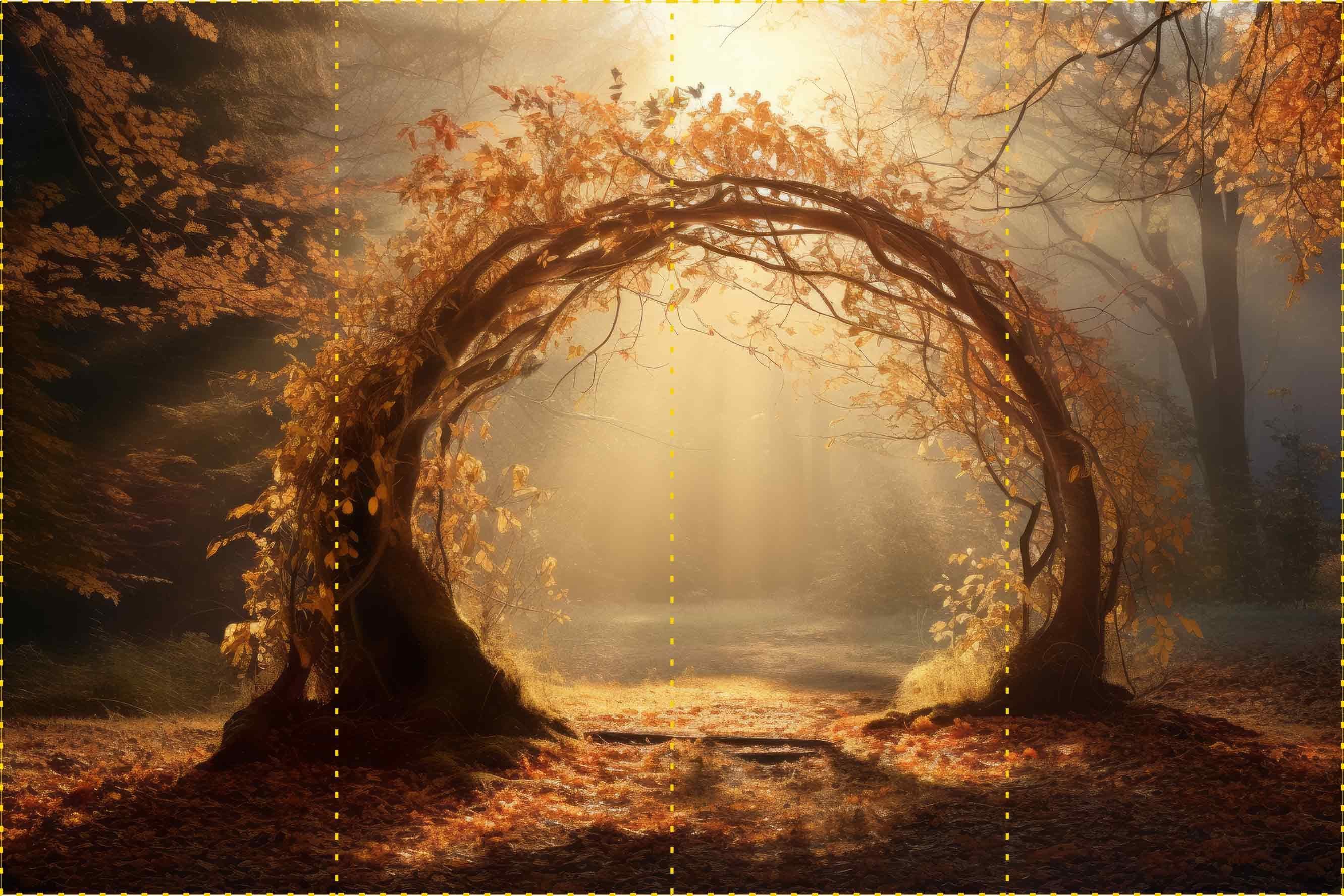 Sonbahar Ormanı Asma Kapı  - Organizasyon ve Fotoğraf Fonu  - Katlanır Kırışmaz Kumaş - Üç Boyutlu Fotoğraf Fonu - Fabric Backdrop