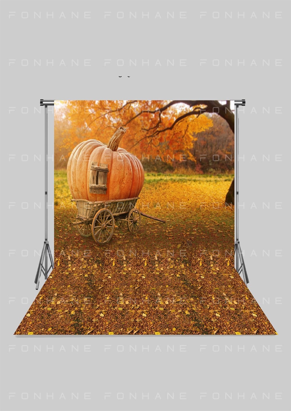 Sonbahar Temalı Bal Kabağı Arabası Zeminli Çocuk Kumaş Fotoğraf Fonu( 2X2,5 MT)