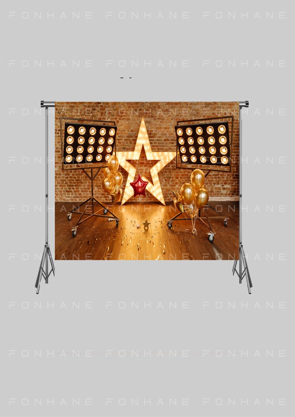 Star- Yıldız Temalı Sahne Ve Işıklar- Zeminsiz Çocuk Kumaş Fotoğraf Fonu( 2X1.5 MT)