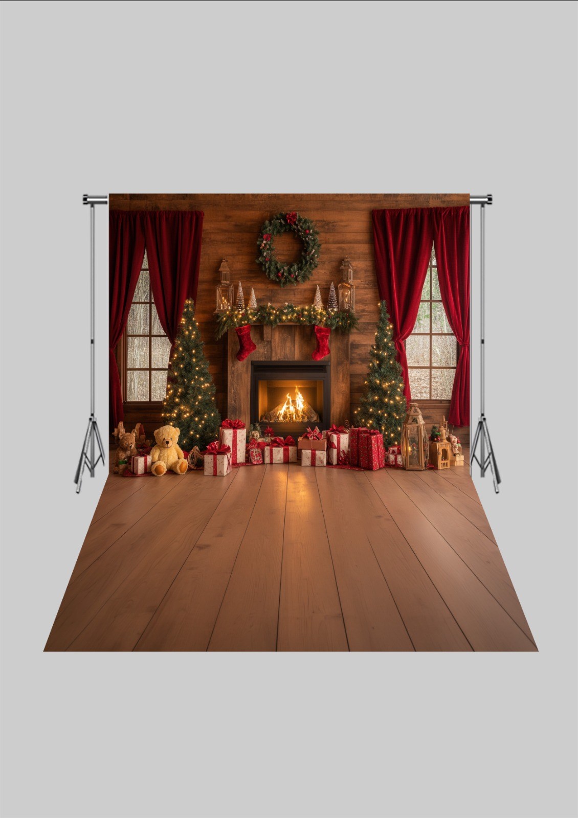 Yeni Yıl 3  - Üç Boyutlu Çocuk Kumaş Fotoğraf Fonu - Fabric Photography Backdrop ( 2X2,5 MT)